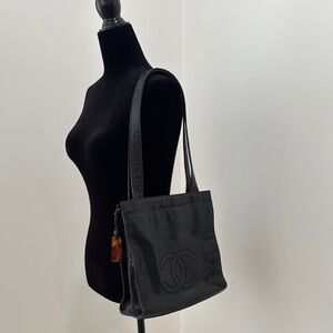 Chanel Rare Vintage Black Leather Shoulder Bag